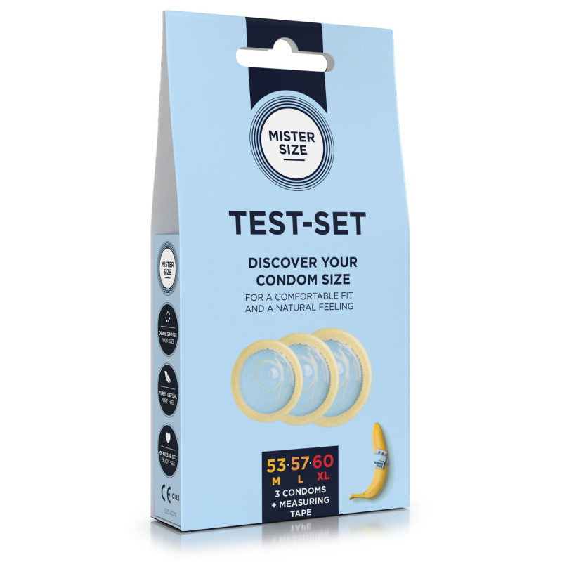 Набір презервативів Mister Size test-set 53-57-60, 3 розміри + лінійка, товщина 0.05 мм