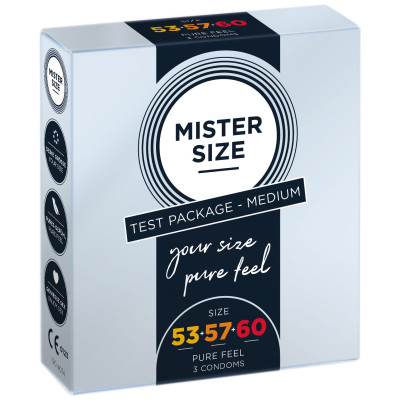 Набір презервативів Mister Size - Pure Feel - 53-57-60 (3 шт), 3 розміри