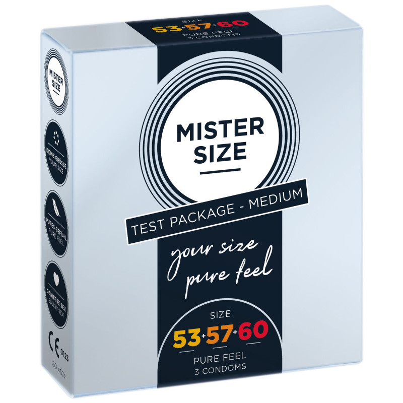 Набір презервативів Mister Size - Pure Feel - 53-57-60 (3 шт), 3 розміри, товщина 0.05 мм