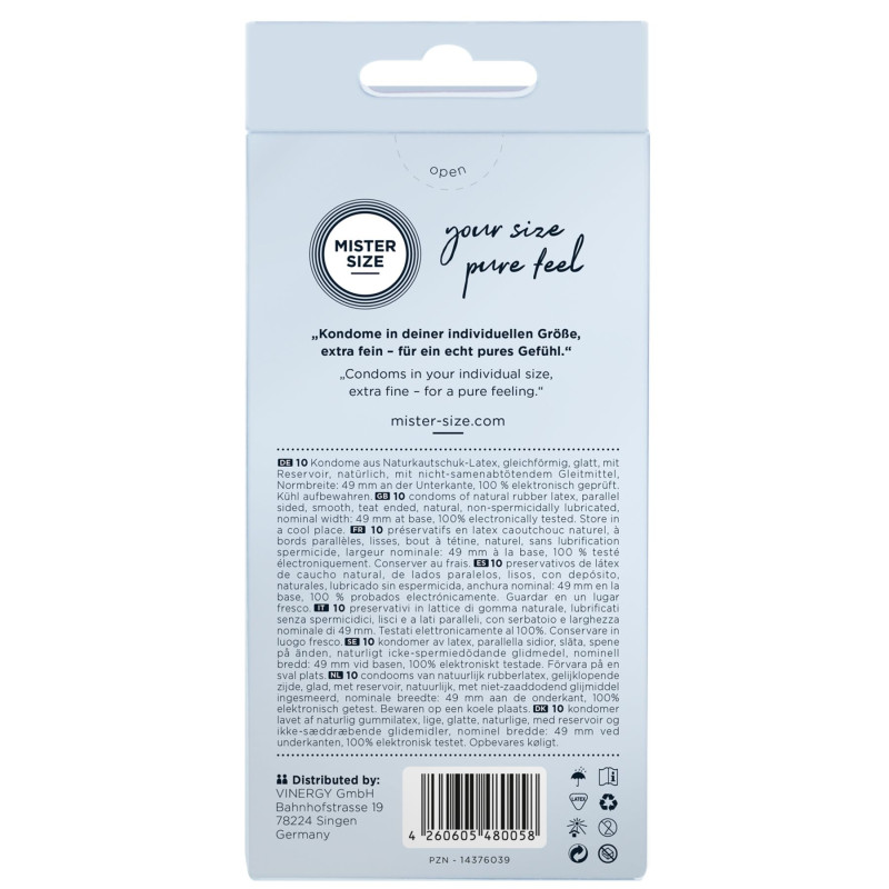 Презервативи Mister Size – Pure Feel – 49 (10 шт), товщина 0.05 мм