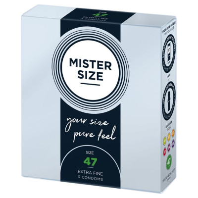 Презервативи Mister Size – Pure Feel – 47 (3 шт), товщина 0.05 мм