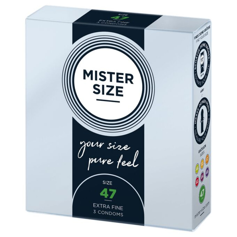 Презервативи Mister Size – Pure Feel – 47 (3 шт), товщина 0.05 мм
