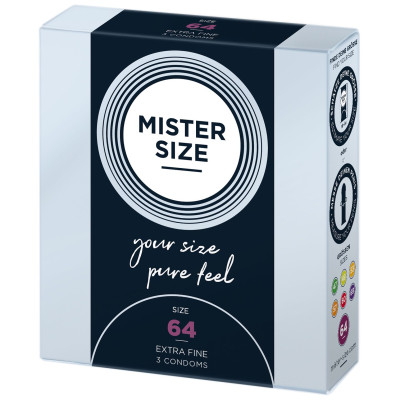 Презервативи Mister Size – Pure Feel – 64 (3 шт), товщина 0.05 мм