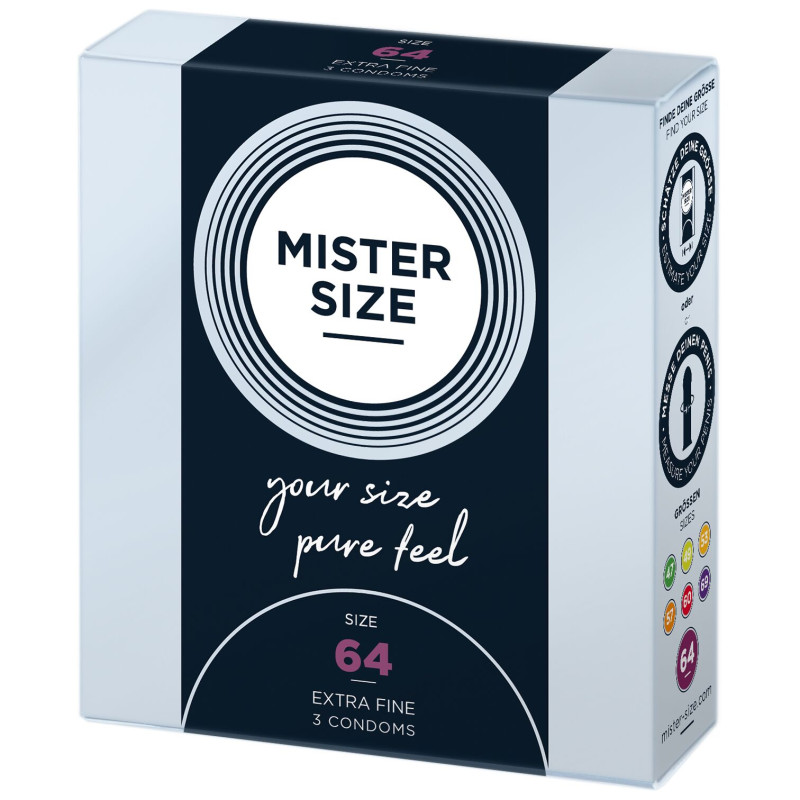 Презервативи Mister Size – Pure Feel – 64 (3 шт), товщина 0.05 мм