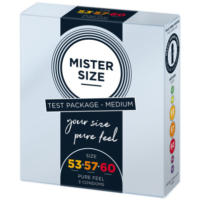 Набір презервативів Mister Size - Pure Feel - 53-57-60 (3 шт), 3 розміри, товщина 0.05 мм