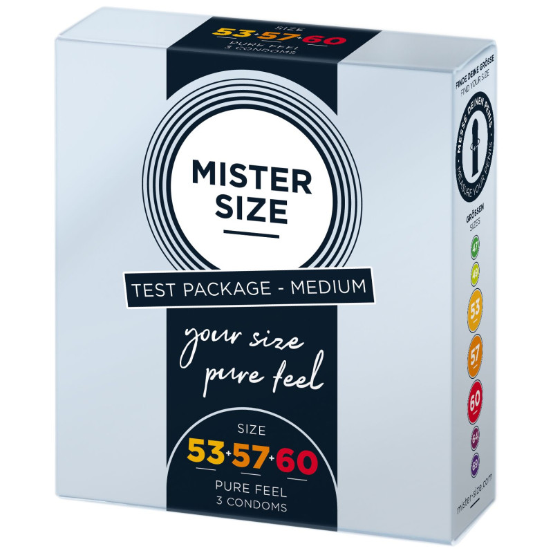 Набір презервативів Mister Size - Pure Feel - 53-57-60 (3 шт), 3 розміри, товщина 0.05 мм