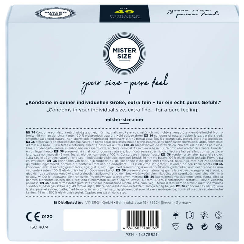 Презервативи Mister Size – Pure Feel – 49 (36 шт), товщина 0.05 мм
