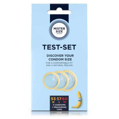 Набір презервативів Mister Size test-set 53-57-60, 3 розміри + лінійка
