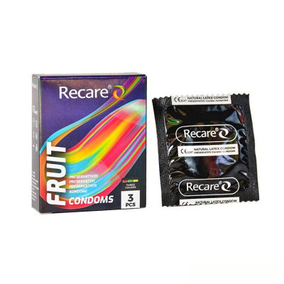Презервативи Holographic Recare Fruit Flavour Condoms 3 шт, аромати: м'ята, банан, полуниця
