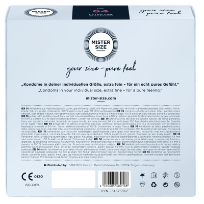 Презервативи Mister Size – Pure Feel – 64 (36 шт), товщина 0.05 мм