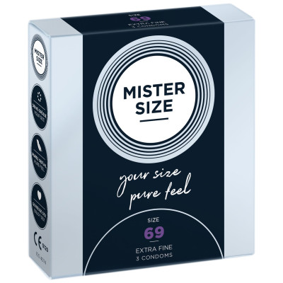 Презервативи Mister Size – Pure Feel – 69 (3 шт), товщина 0.05 мм