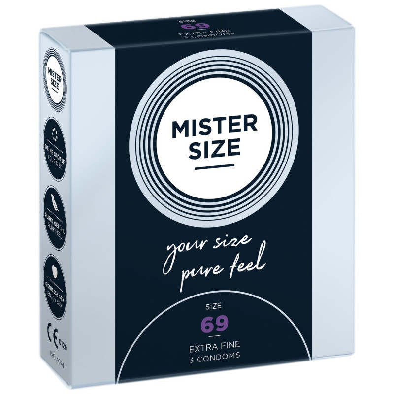 Презервативи Mister Size – Pure Feel – 69 (3 шт), товщина 0.05 мм