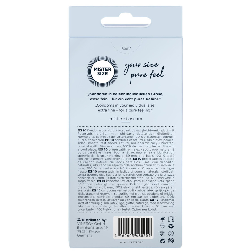 Презервативи Mister Size – Pure Feel – 69 (10 шт), товщина 0.05 мм