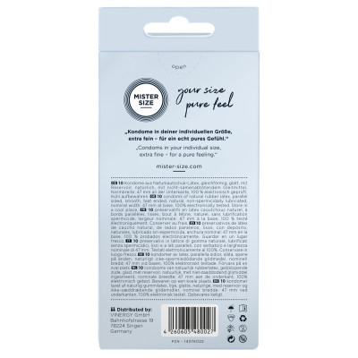 Презервативи Mister Size – Pure Feel – 47 (10 шт), товщина 0.05 мм