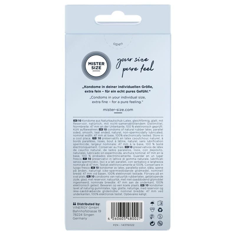 Презервативи Mister Size – Pure Feel – 47 (10 шт), товщина 0.05 мм