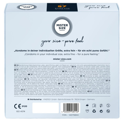 Презервативи Mister Size – Pure Feel – 57 (36 шт), товщина 0.05 мм