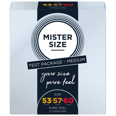 Набір презервативів Mister Size - Pure Feel - 53-57-60 (3 шт), 3 розміри, товщина 0.05 мм