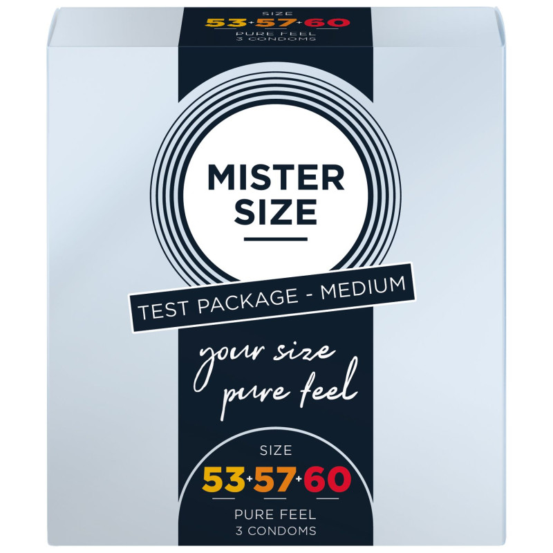 Набір презервативів Mister Size - Pure Feel - 53-57-60 (3 шт), 3 розміри, товщина 0.05 мм