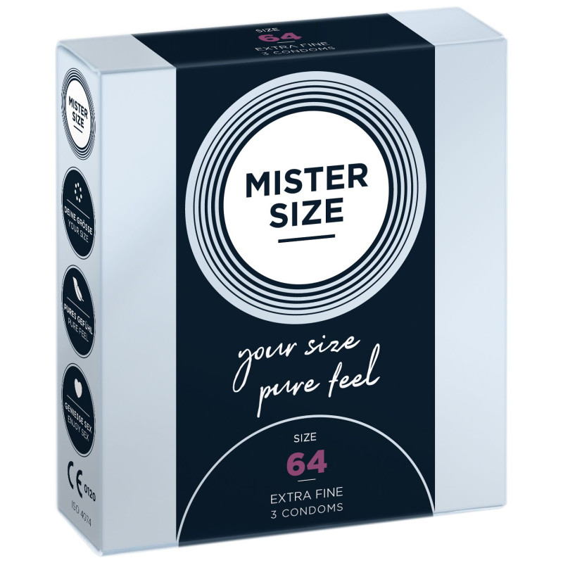 Презервативи Mister Size – Pure Feel – 64 (3 шт), товщина 0.05 мм