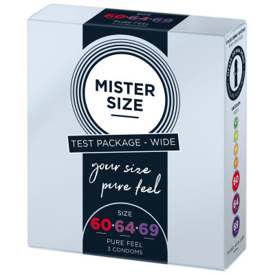 Набір презервативів Mister Size - Pure Feel - 60-64-69 (3 шт), 3 розміри, товщина 0.05 мм