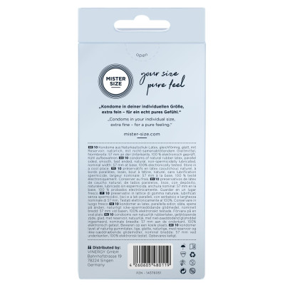 Презервативи Mister Size – Pure Feel – 57 (10 шт), товщина 0.05 мм