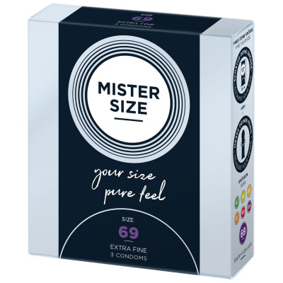 Презервативи Mister Size – Pure Feel – 69 (3 шт), товщина 0.05 мм