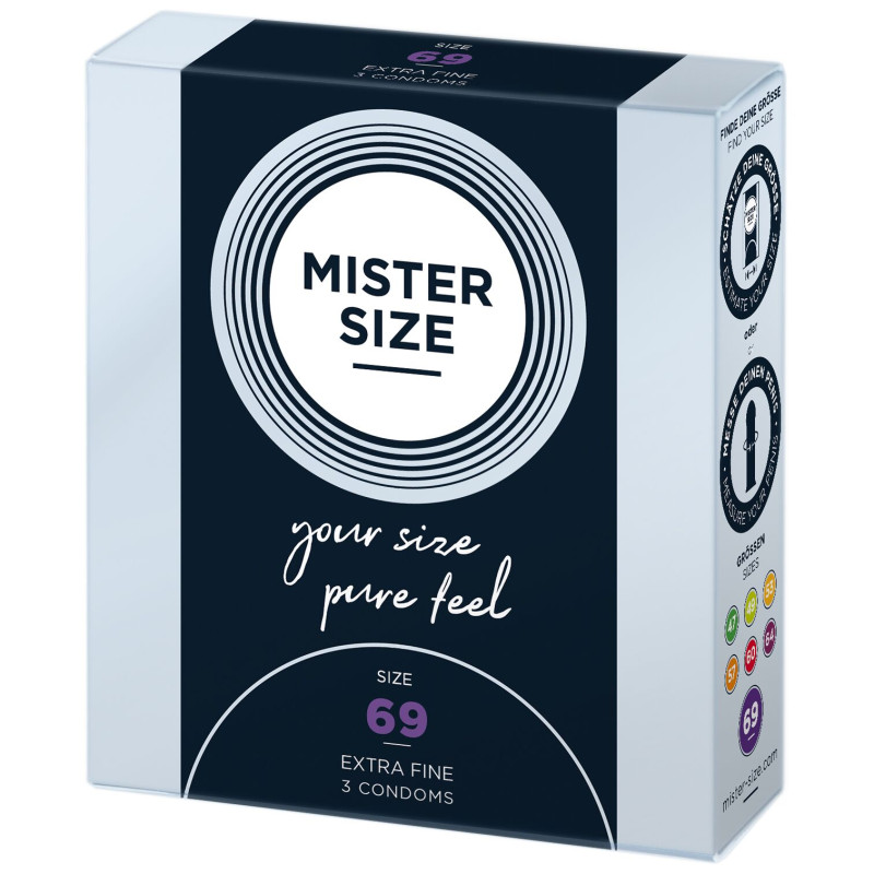 Презервативи Mister Size – Pure Feel – 69 (3 шт), товщина 0.05 мм