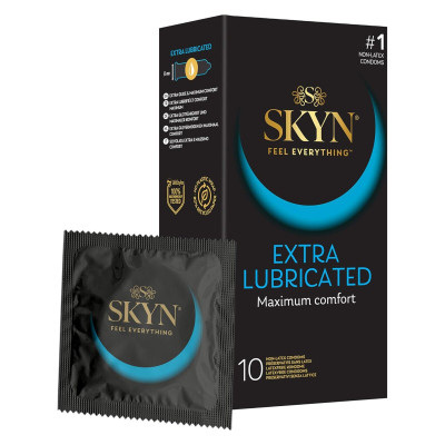 Безлатексні преміум-презервативи SKYN Extra Lubricated 10 шт, ультратонкі, на 40% більше змазки