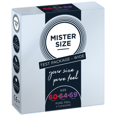Набір презервативів Mister Size - Pure Feel - 60-64-69 (3 шт), 3 розміри