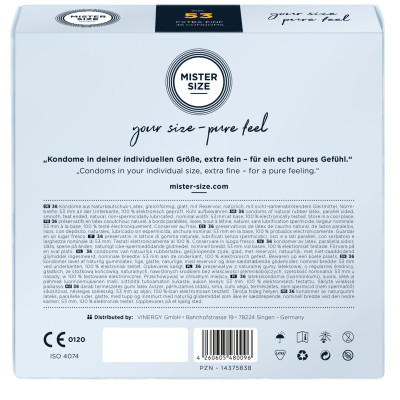 Презервативи Mister Size – Pure Feel – 53 (36 шт), товщина 0.05 мм