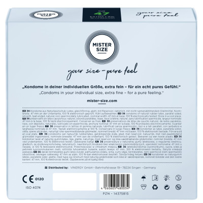 Презервативи Mister Size – Pure Feel – 47 (36 шт), товщина 0.05 мм