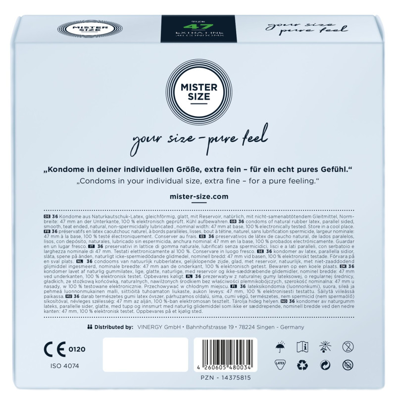 Презервативи Mister Size – Pure Feel – 47 (36 шт), товщина 0.05 мм