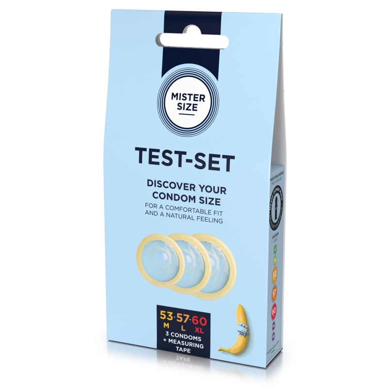 Набір презервативів Mister Size test-set 53-57-60, 3 розміри + лінійка, товщина 0.05 мм