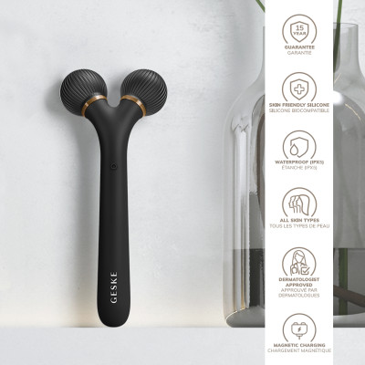 Електронний ультразвуковий ролик для обличчя GESKE Sonic Facial Roller 4 в 1 gray