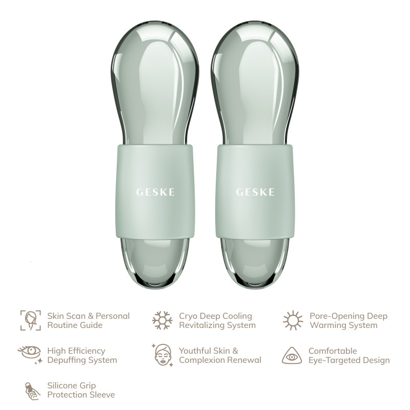 Подвійний масажер для очей GESKE Cool&Warm Duo Eye Massager 7 в 1 green