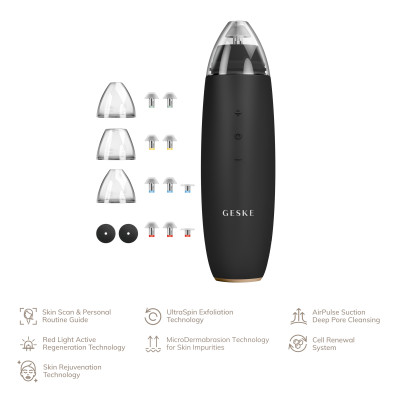 Мікродермабразійний пристрій для видалення чорних цяток GESKE MicroDermabrasion Blackhead Remover 7 в 1 gray