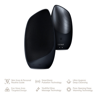 Електронна звукова термощітка для обличчя GESKE Sonic Thermo Facial Brush black