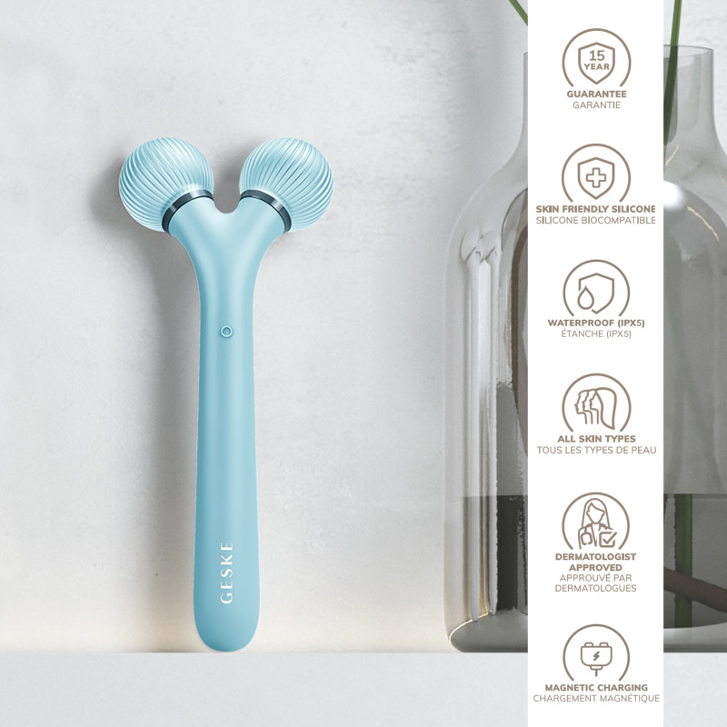 Електронний ультразвуковий ролик для обличчя GESKE Sonic Facial Roller 4 в 1 turquoise