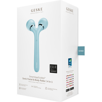 Електронний ультразвуковий ролик для обличчя та тіла  GESKE Sonic Facial&Body Roller 4 в 1 turquoise