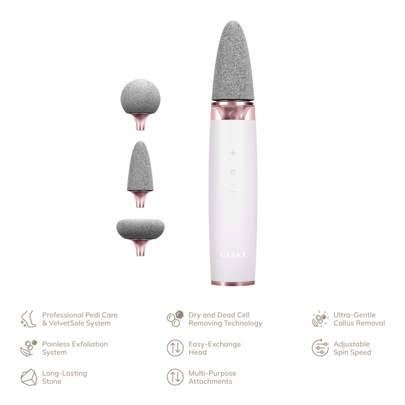 Шліфувальна пилка для стоп з додатковими насадками GESKE Electric Pumice Foot Smoothing Multi-Pen 8 в 1 starlight