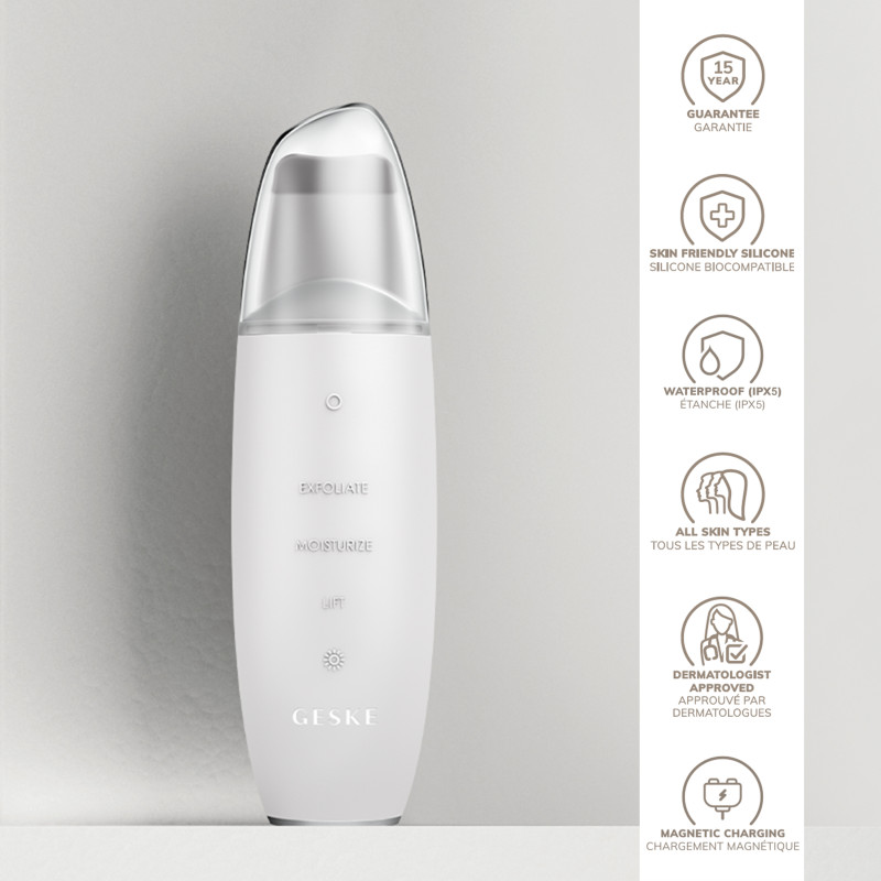 Мікрострумовий скрабер для шкіри та усунення чорних точок GESKE MicroCurrent Skin Scrubber&Blackhead Remover 9 в 1 white