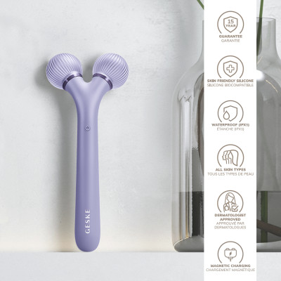 Електронний ультразвуковий ролик для обличчя GESKE Sonic Facial Roller 4 в 1 purple