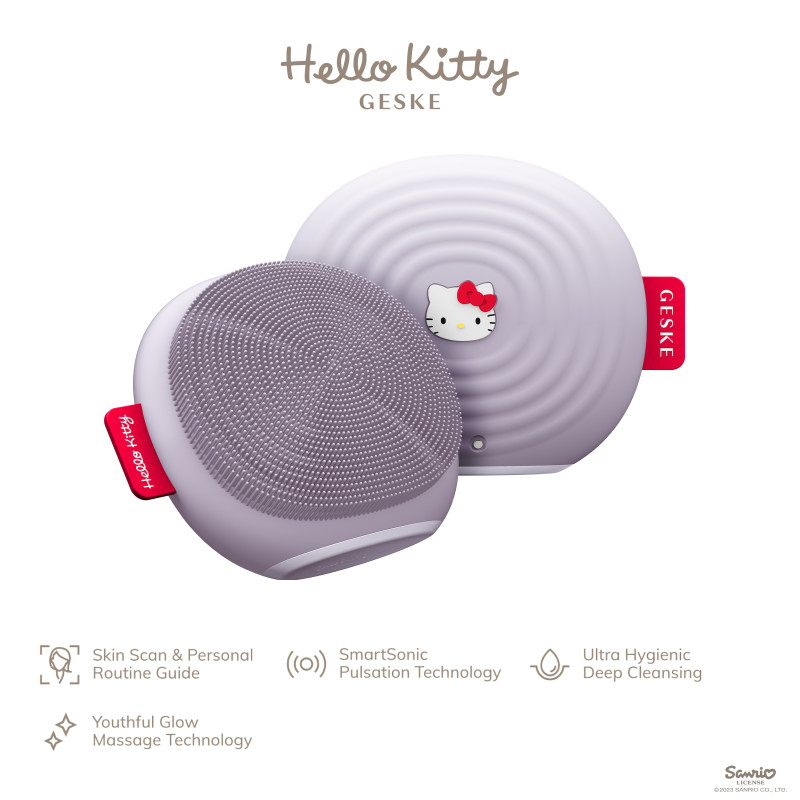 Електронна ультразвукова щітка для обличчя GESKE Sonic Facial Brush 4 в 1 by Hello Kitty purple