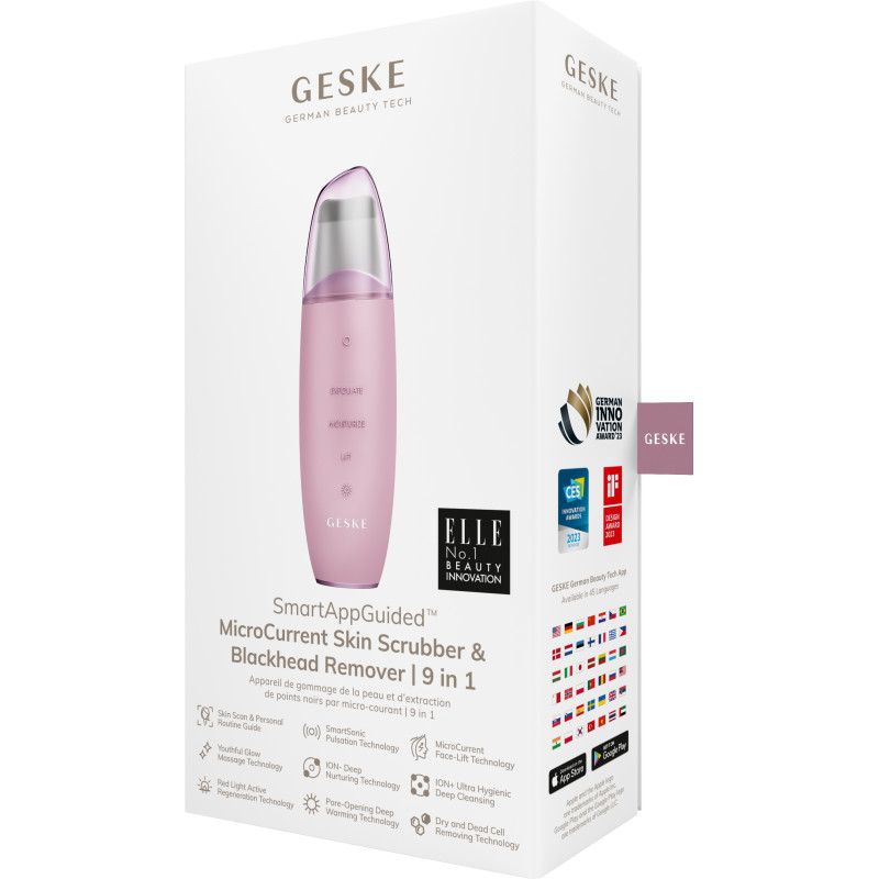 Мікрострумовий скрабер для шкіри та усунення чорних точок GESKE MicroCurrent Skin Scrubber&Blackhead Remover pink