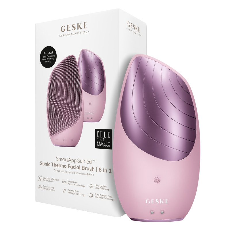 Електронна звукова термощітка для обличчя GESKE Sonic Thermo Facial Brush 6 в 1 pink