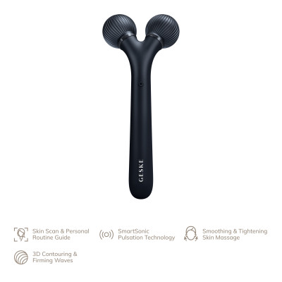Електронний ультразвуковий ролик для обличчя GESKE Sonic Facial Roller black