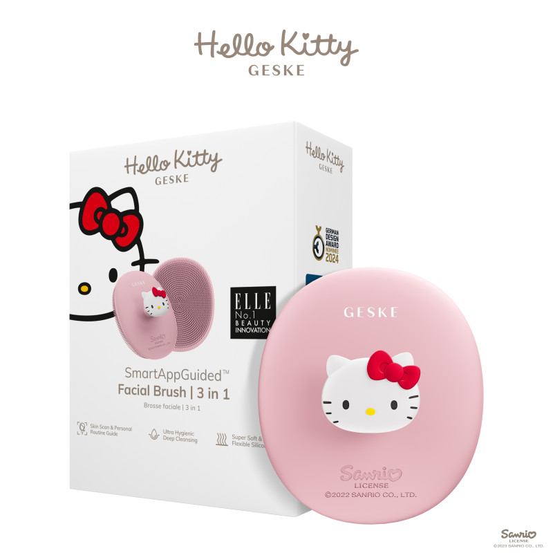 Щітка для обличчя GESKE Facial Brush 3 в 1 by Hello Kitty з тримачем pink