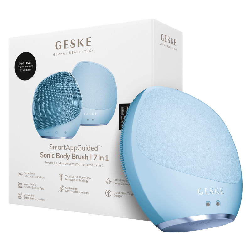 Ультразвукова щітка для тіла та інтенсивний пілінг GESKE Sonic Body Brush&Intensive Exfoliator 7 в 1 aquamarine