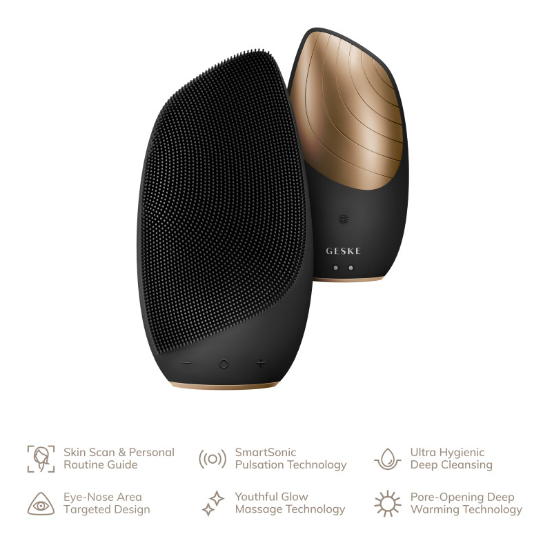 Електронна звукова термощітка для обличчя GESKE Sonic Thermo Facial Brush gray