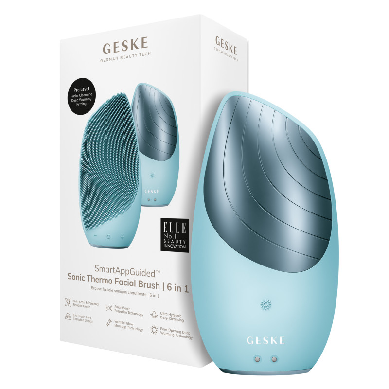 Електронна звукова термощітка для обличчя GESKE Sonic Thermo Facial Brush 6 в 1 turquoise